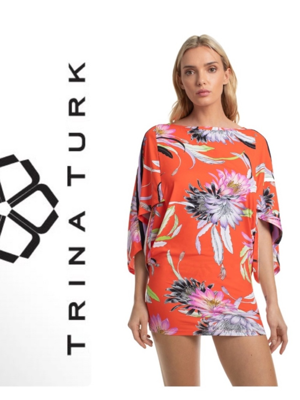 NEW* Trina Turk Shangri La Orange Floral Tunic Cover-Up NWT M $148